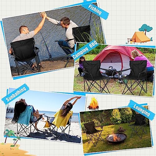 HaSteeL Foldable Camping Chair Set of 2, Folding Camp Chairs for Adults, Large Portable Lawn Chair for Outdoors Fishing, Hiking, Travel, Picnic, Beach, Supports 275lbs & Include Storage Bags (Black) - Image 8