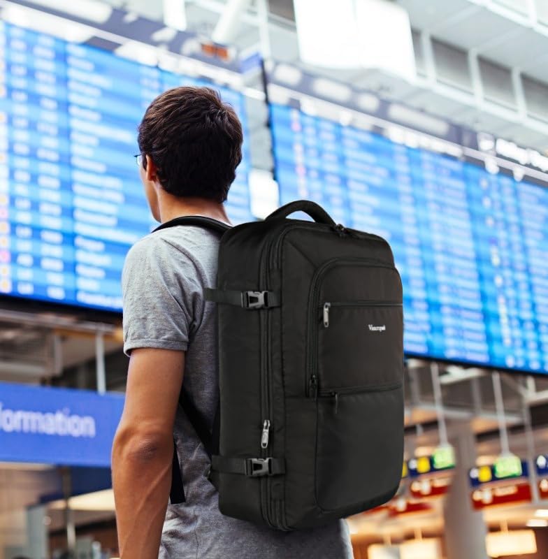Vancropak Carry On Backpack, 40L Expandable Extra Large Travel Backpack, Flight Approved Water Resistant Luggage Suitcase Daypack, Lightweight College Business Weekender Bag for Men & Women, Black - Image 9