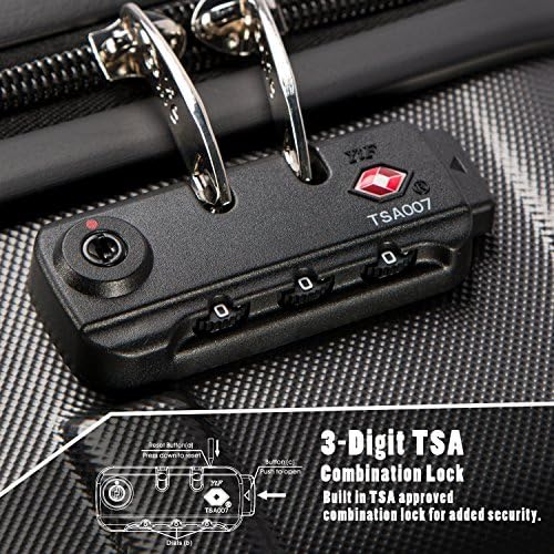 Coolife Luggage Suitcase Carry-on Hardside Travel Luggage TSA Lock Spinner Telescopic Handle - Image 4